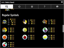 hobos hoard slot paytable screenshot